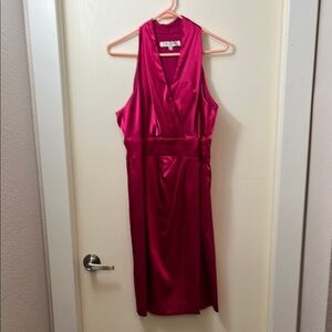 Evan Picone Pink Halter Wrap Midi Dress